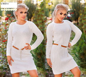 Платье вязанное с поясом р 3810 гл