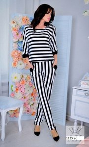 Женский брючный костюм в полоску 1225 ас